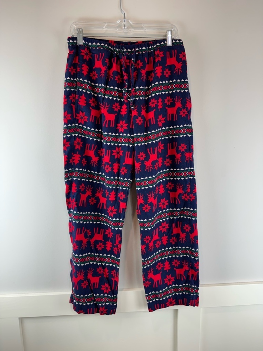 Hanna Andersson Navy Blue Dear Deer Holiday Flannel Pajama PJ Pants Size Small
